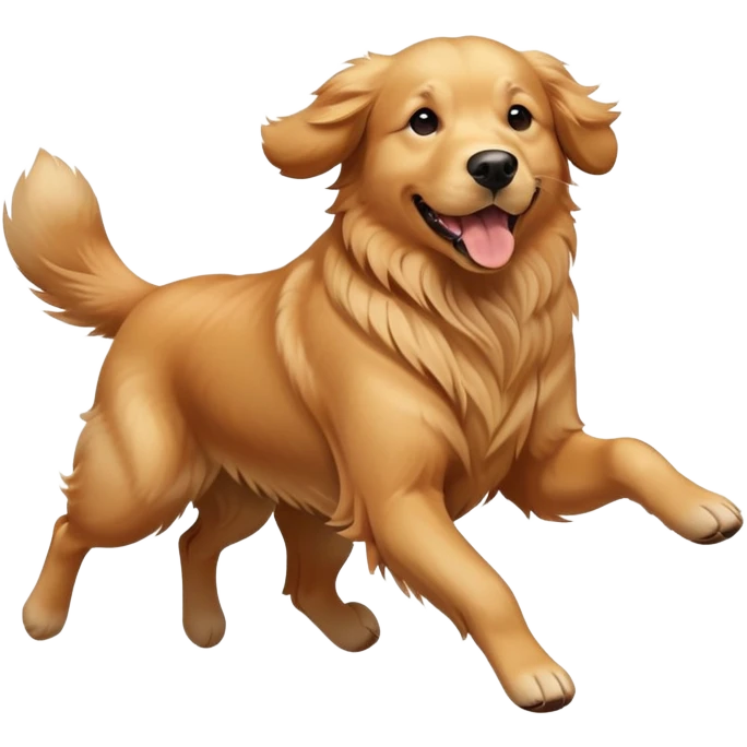 Golden retriever dog running at full speed emoji