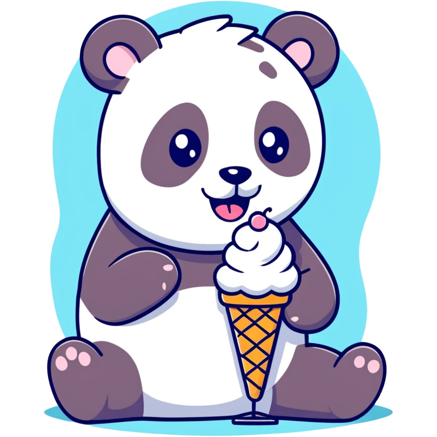 Panda eating ice cream emoji