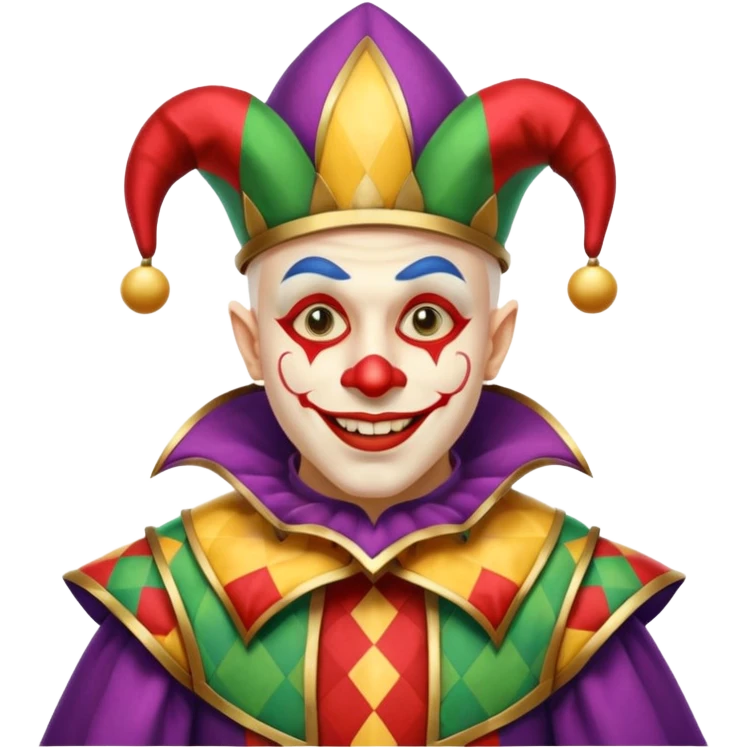 crazy colorful human jolly joker, medieval, vintage, court jester emoji