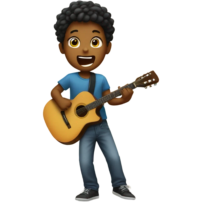 Boy holding a guitar singing on a stage emoji