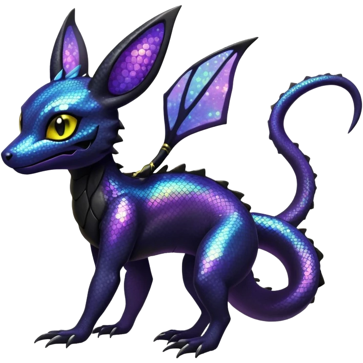 Sparkly Iridescent Shiny Salandit-Umbreon-Fakémon-hybrid-creature (full body)  emoji