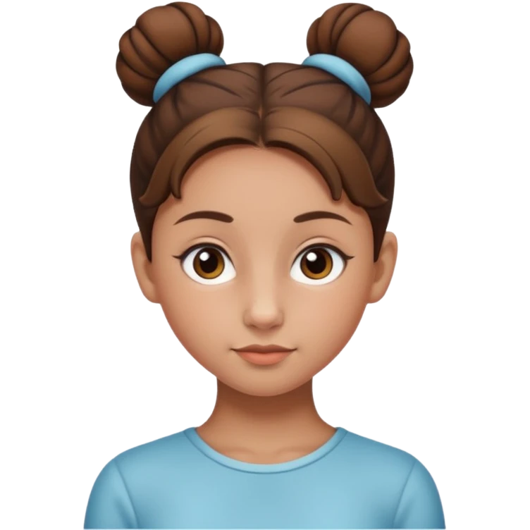 Normal skinned, tiny nosed, brown haired girl with sleek buns emoji