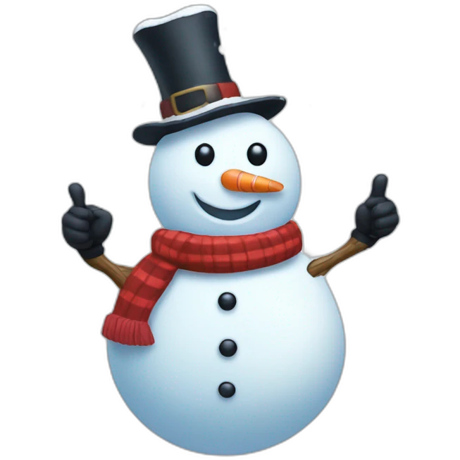 snowman with snow and thumb's up emoji