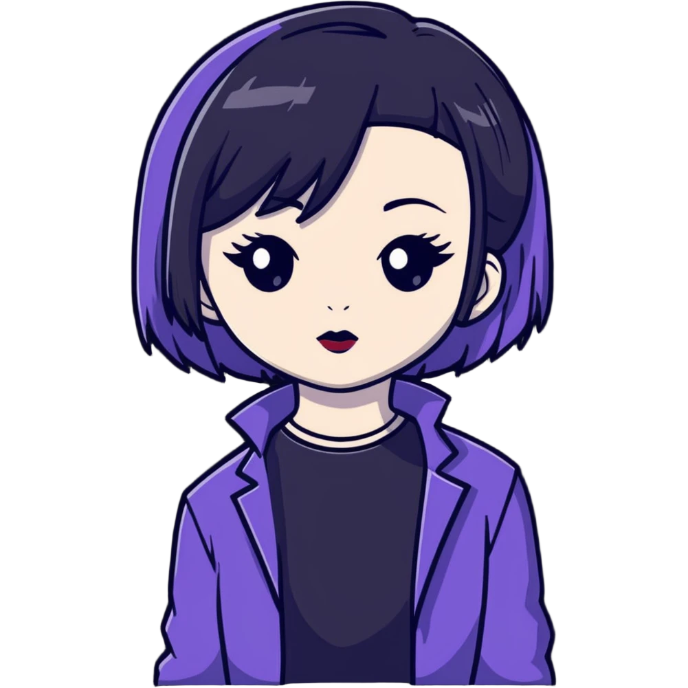 pale skin goth girl with black hair emoji