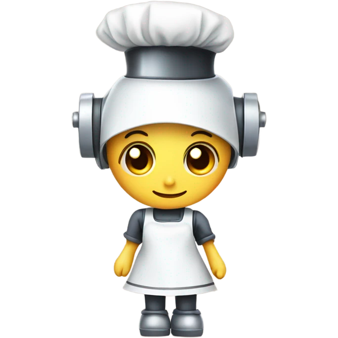 Robot wearing a maid apron and hat emoji