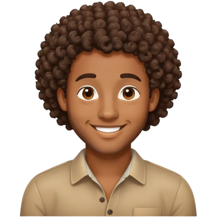 Black handsome guy with curly hair smiling  emoji