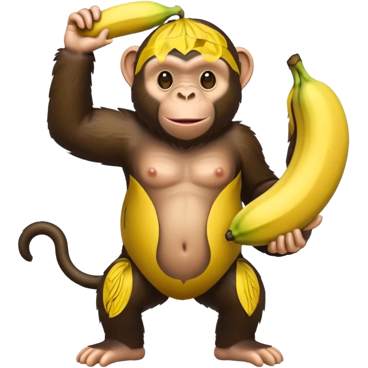 Chimpanzee with a banana body emoji