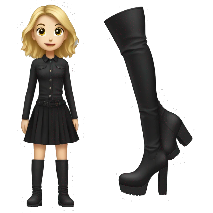girl wearing tall platform black boots emoji