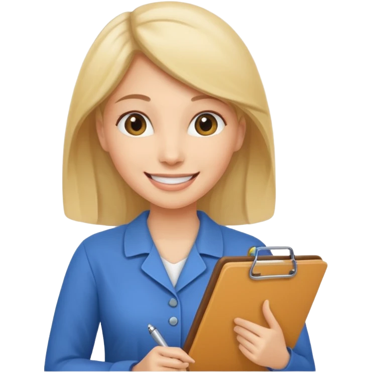 women with clipboard checking page emoji