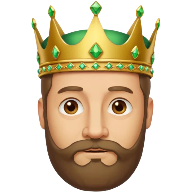 Create a cartoon-style emoji of Gaspar, one of the Three Wise Men. Only show his face and crown. He is middle-aged to older, with a brown beard, gentle wrinkles, and a green and gold jeweled crown. Express a wise and friendly demeanor. Colorful and simple, suitable as an emoji. emoji