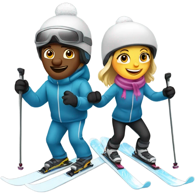 husband and wife skiing emoji