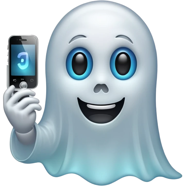 ghost emoji with a phone beside emoji
