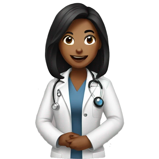 A female doctor with black hair Recording podcast emoji