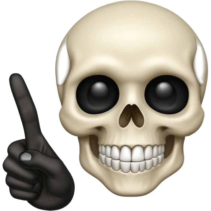 Skull emoji pointing with hand to the right at something emoji