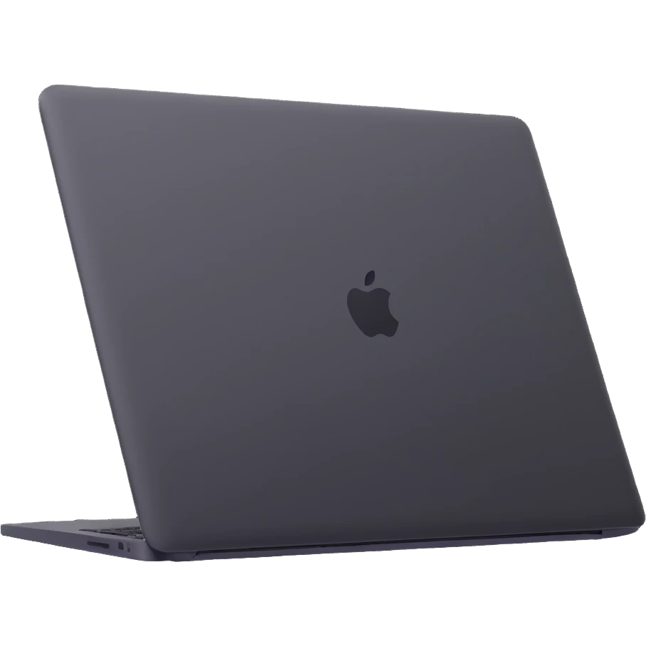 3D illustration of a MacBook laptop, realistic, closed and open angles, metallic finish, modern design emoji