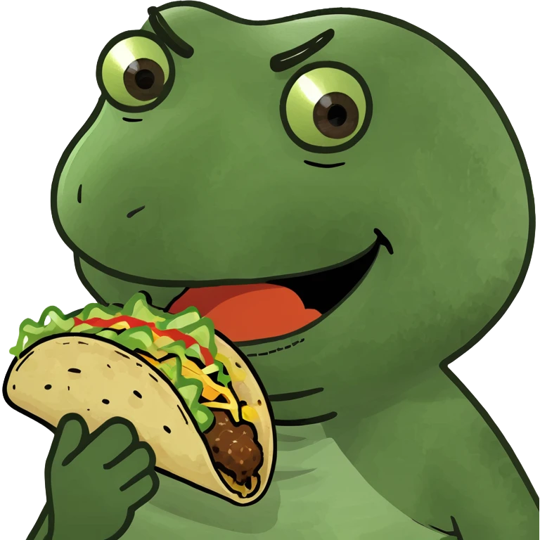 Person winking while eating a taco emoji