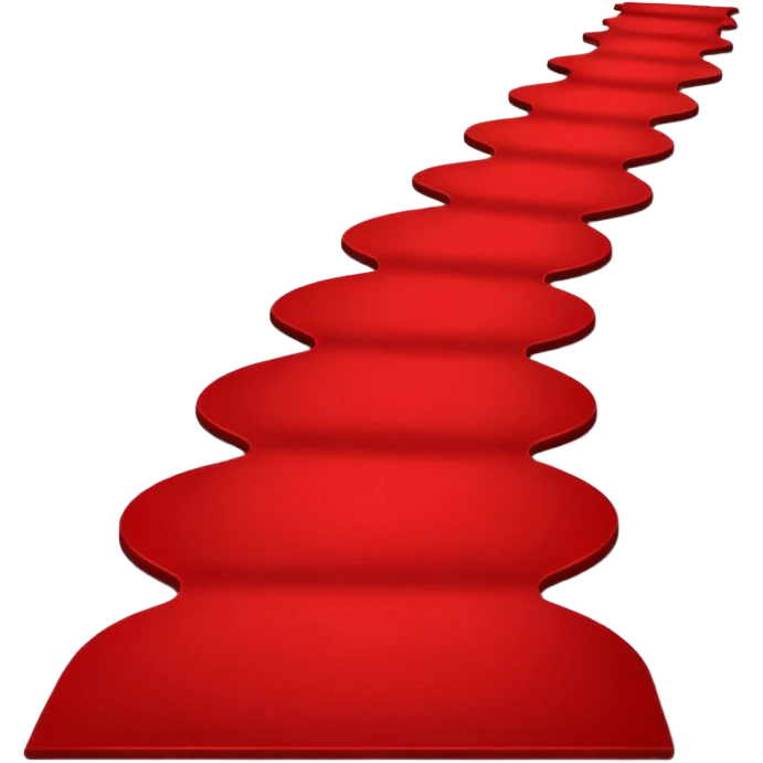 Minimalist emoji-style sticker of a blood-red carpet shaped like a thick trail or drop, flat vector design, no shadows. emoji