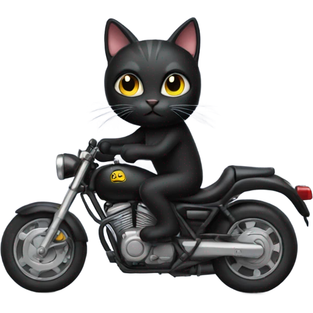Black cat riding motorcycle  emoji