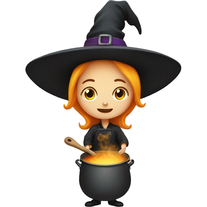 Kitchen witch with couldron emoji
