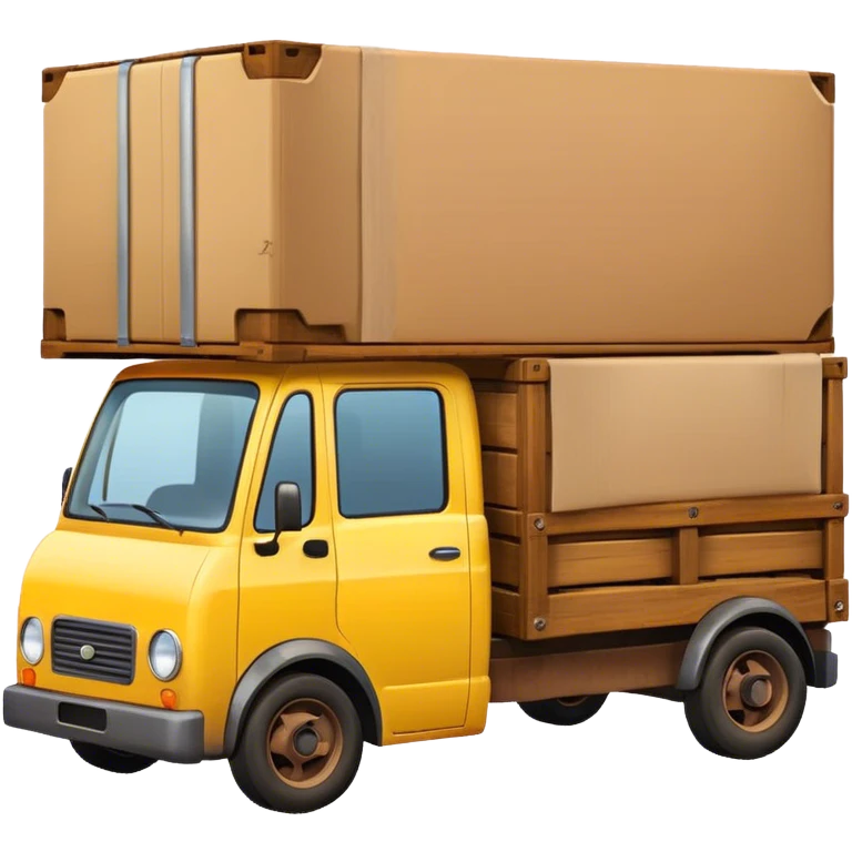 yellow truck with pallets with paper box emoji