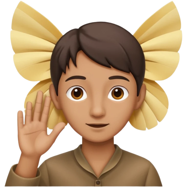 orecchio grande con mano dietro che lo sventola emoji