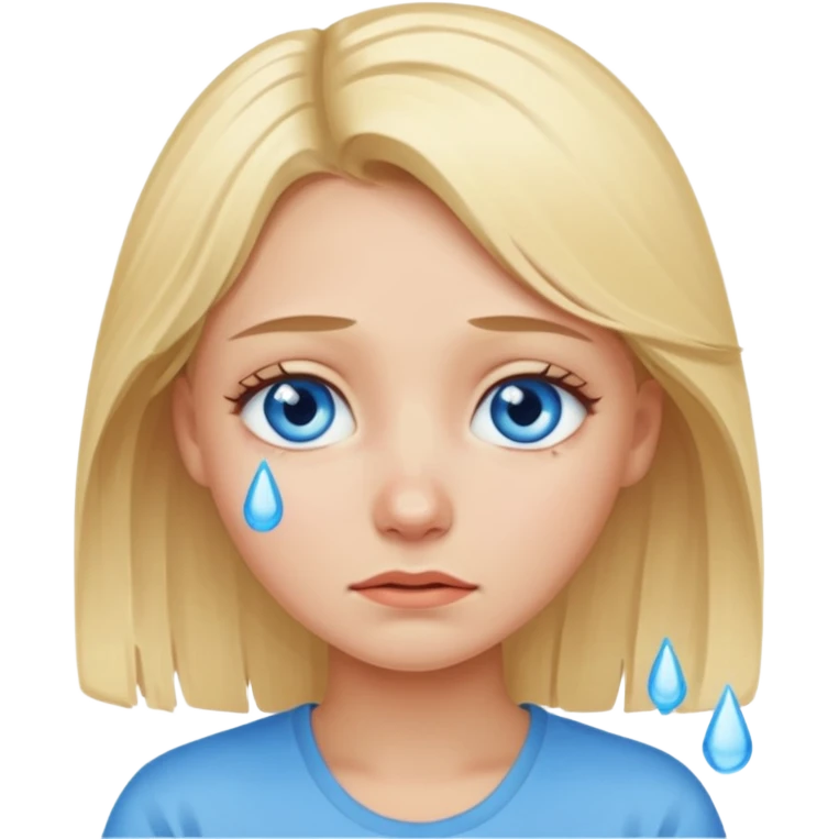 Blonde girl with blue eyes crying emoji