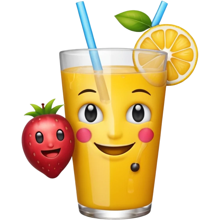 emoticon holding a fruit drink emoji