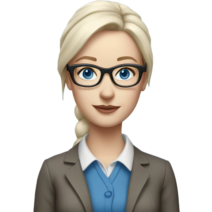 Hyper Realistic pale female lightly tattooed teacher glasses and blue eyes emoji