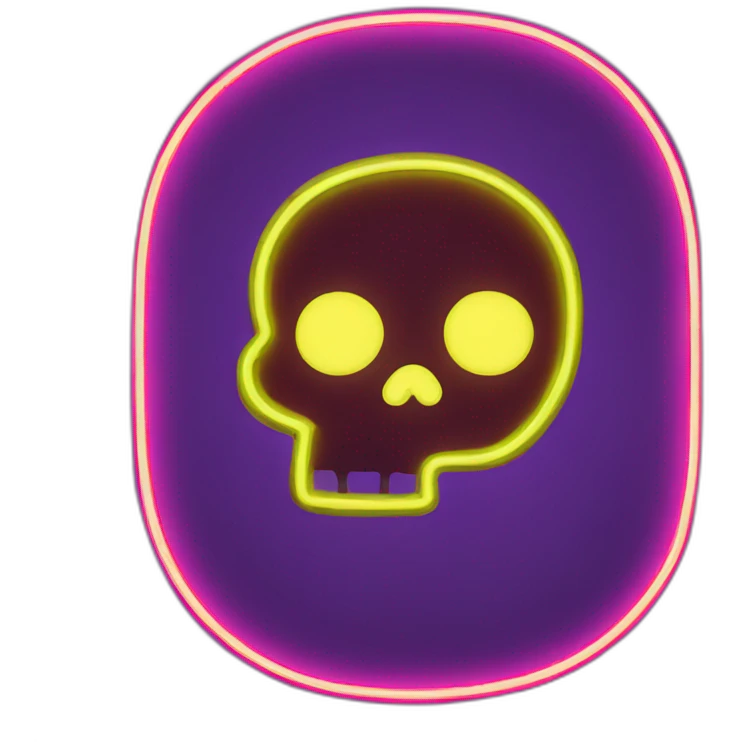 skull shape neon sign style emoji