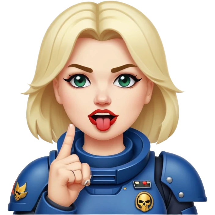 woman space marine crossed out middle finger and face with tongue out wink eye emoji