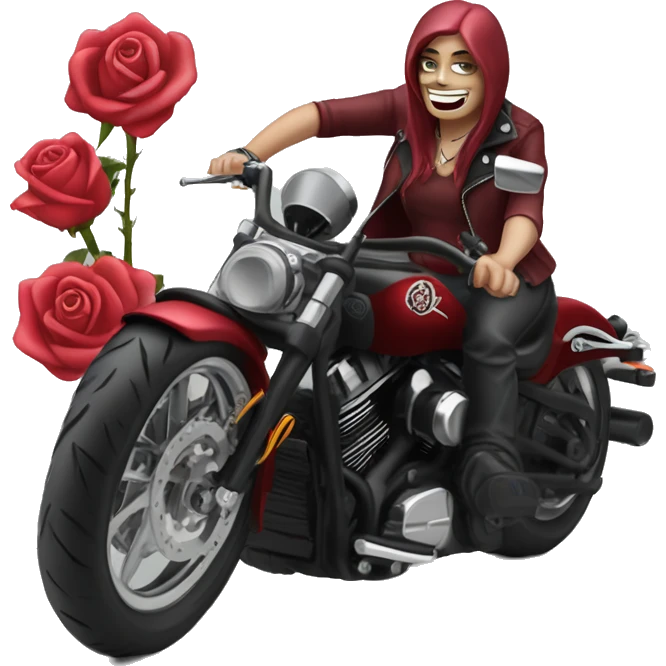 Rose rouge avec une harley davison emoji