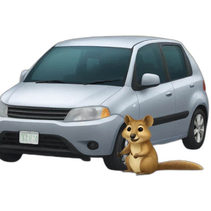 quokka wallaby is driving in car emoji
