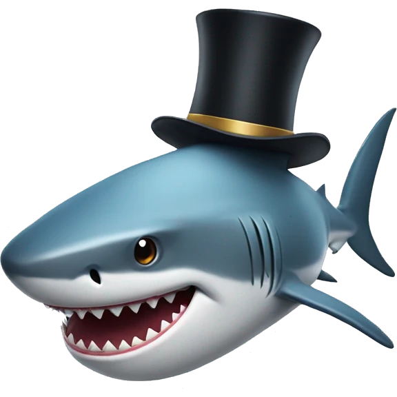 Shark with a top hat emoji