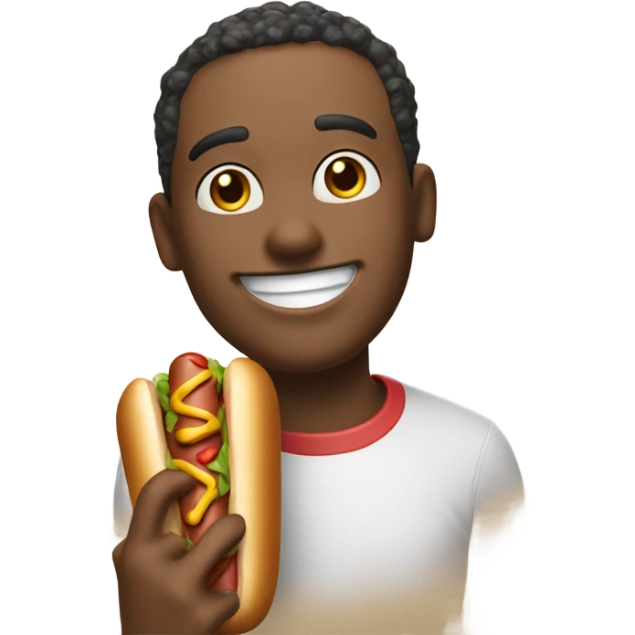 happy emoji eating hot dog emoji