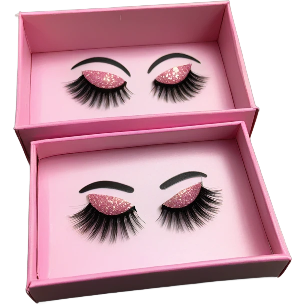 fake strip eyelashes in a pink sparkly box unopened  emoji