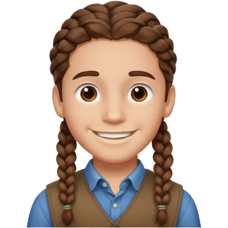 Boy with brown wavy hair in braids emoji