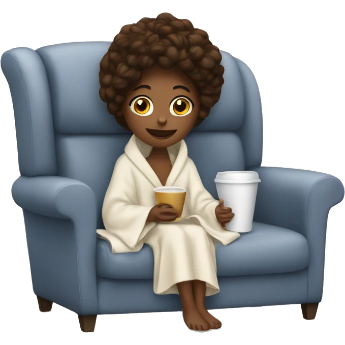 Girl with coffee in lap robe emoji