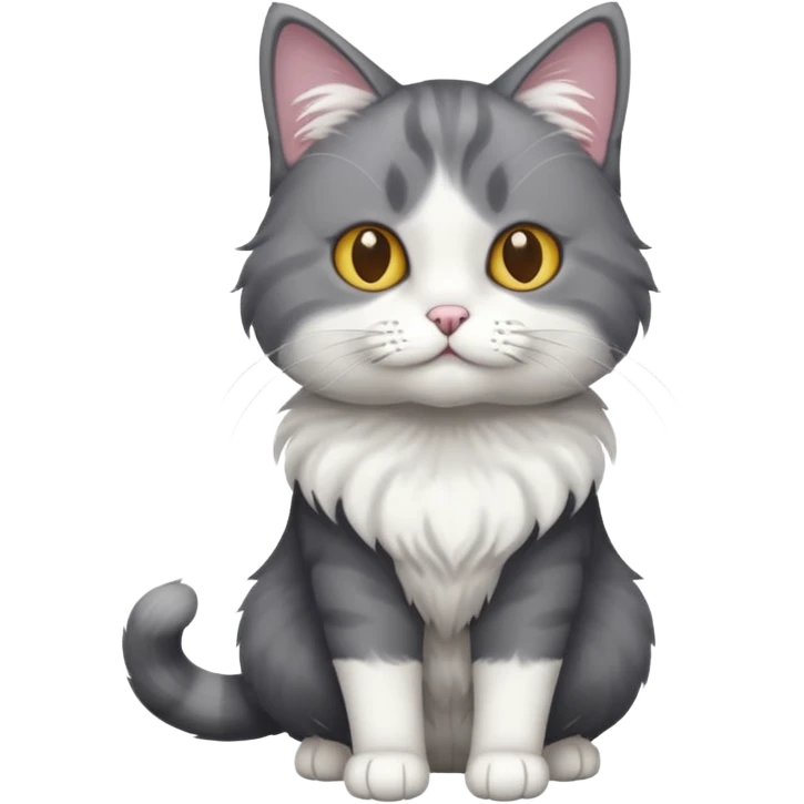 full body dark grey and white cat with white front legs emoji