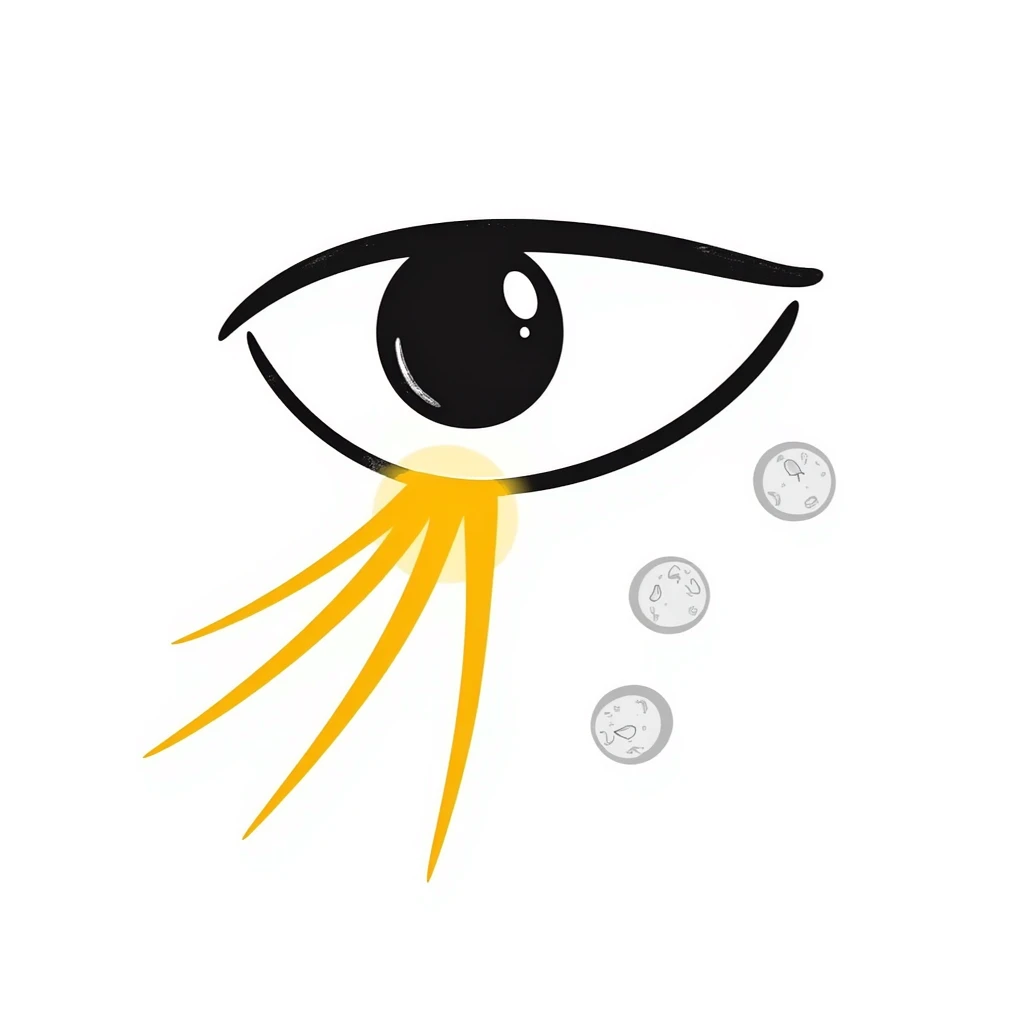 An ethereal eye emitting a golden ray that touches skin cells, showing renewal and regeneration, vitamin A retinol concept emoji