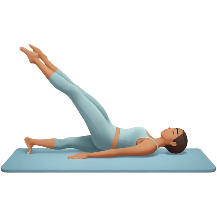 A person performing a Pilates exercise on a mat in a clean, modern studio. The focus is on core strength and flexibility, with a neutral, calming color palette. Simple equipment like a reformer machine and a soft, tranquil background enhance the feeling of controlled movement and focus. emoji