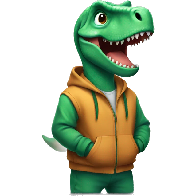 A dinosaur with a hoodie emoji