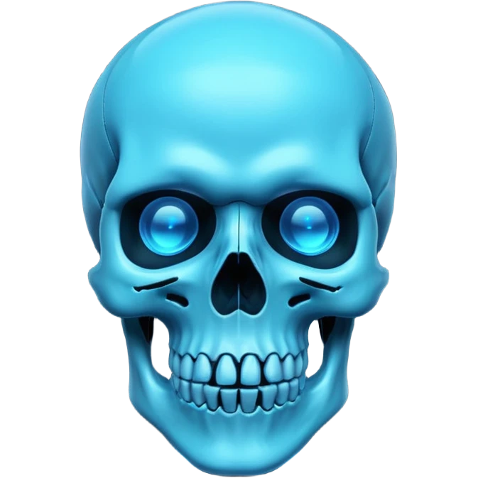 skull. minimalistic 3d blue neon glowing transparent emoji