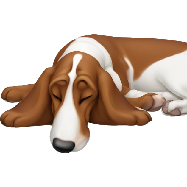 Basset hound sleeping on a mattress emoji
