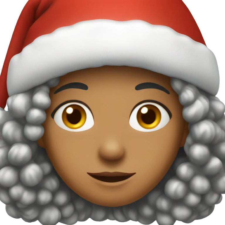 A girl with Christmas hat emoji