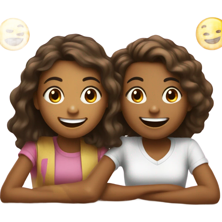 Cute girls playing trivia emoji