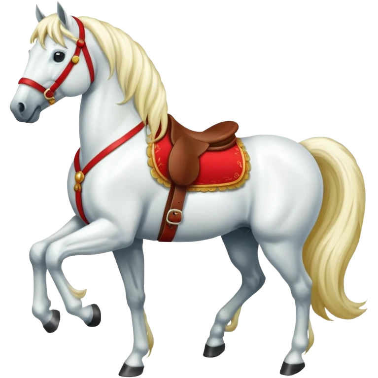 christmas white horse with a red saddle emoji