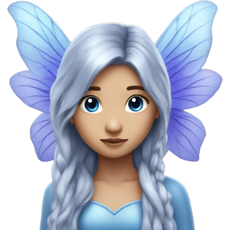 Beautiful, blue flower, fairy, blue, silver, purple, long hair, big wings emoji