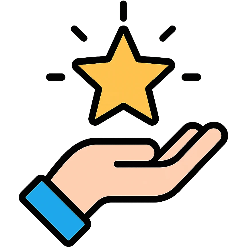 hand holding a shining star, symbolizing manifesting dreams into reality, bold optimistic style emoji