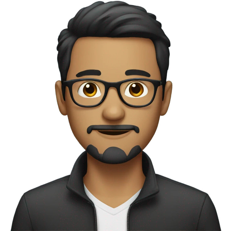 Guy with short black hair and glasses and circle beard emoji