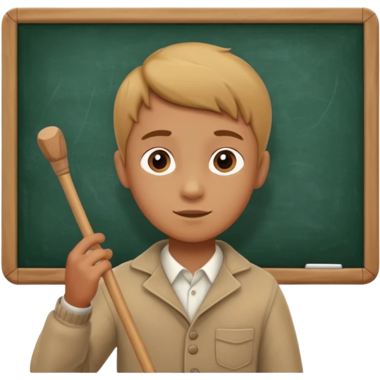 boy teaching with stick near board emoji